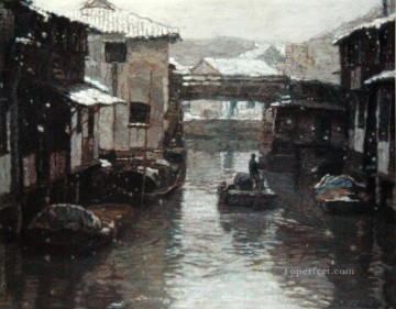 Snow covered Landscape Chinese Chen Yifei Oil Paintings
